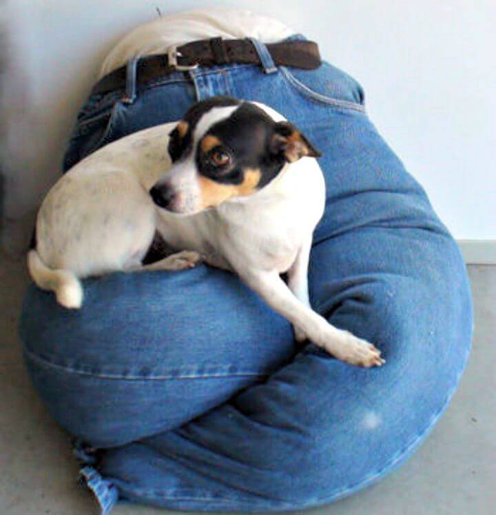 Homemade Blue Jeans Dog Bed
