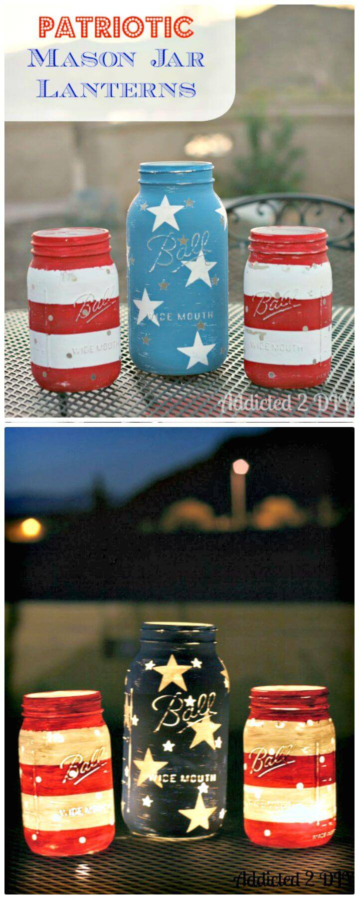 DIY Patriotic Mason Jar Lanterns - Mason Jar Crafts 