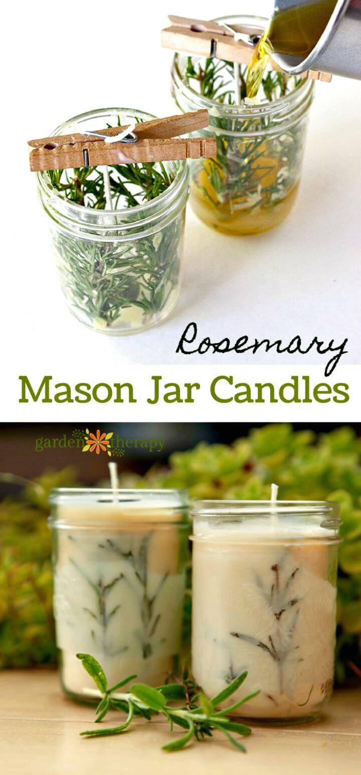 Easy DIY Rosemary Pressed Herb Candles