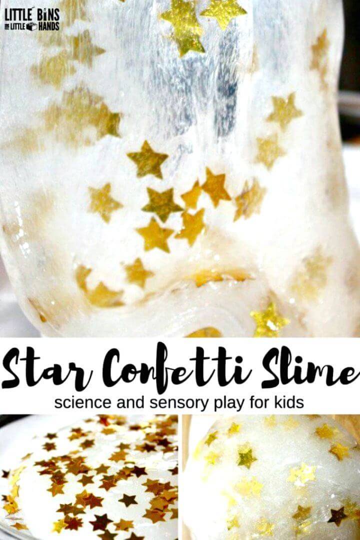 Easy DIY Star Confetti Slime Recipe Homemade Sensory Play - Free Tutorial