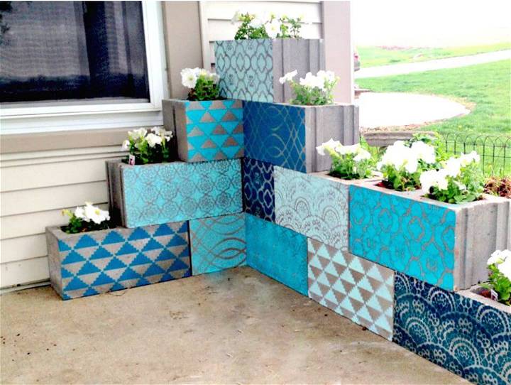 Make Your Own Stenciled Cinderblock Planters - Free Tutorial