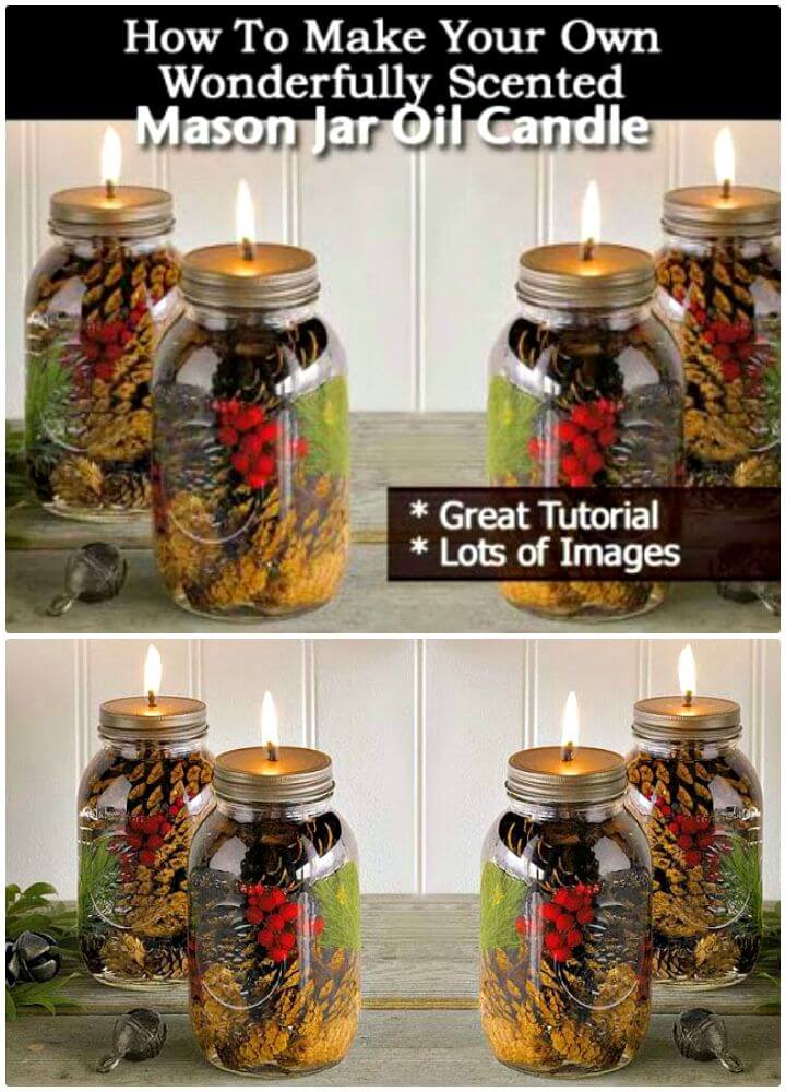 Easy DIY Wonderfully Scented Mason Jar Oil Candle - Free Tutorial