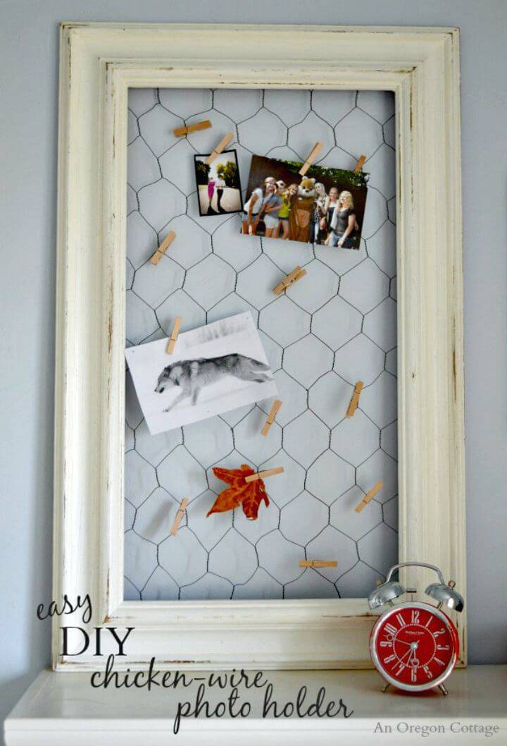 Easy DIY Chicken Wire Photo Holder From A Thrifted