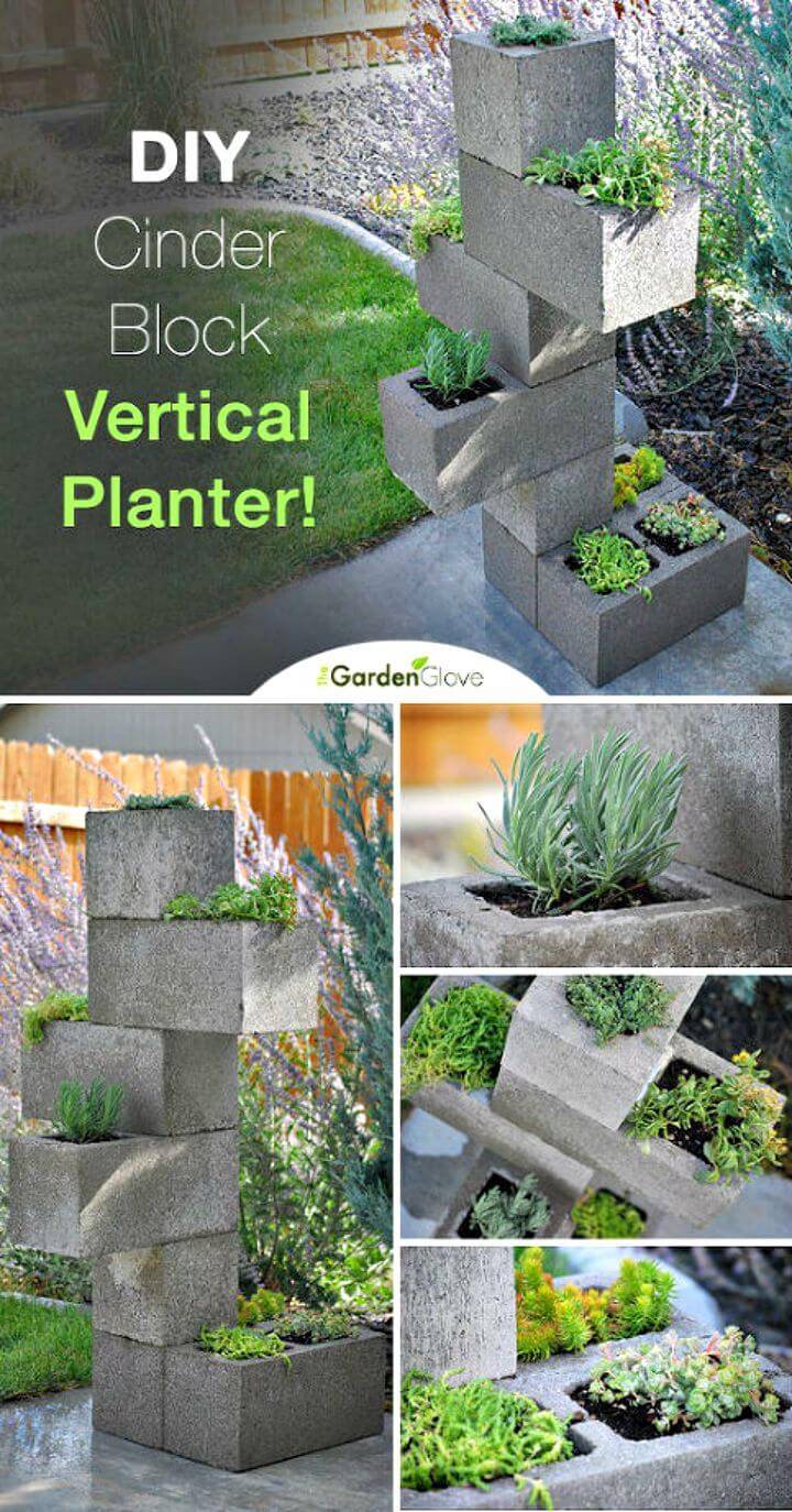 How To DIY Cinder Block Vertical Planter - Free Tutorial