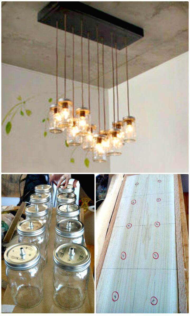 How To DIY Mason Jar Chandelier - Homemade Lights 