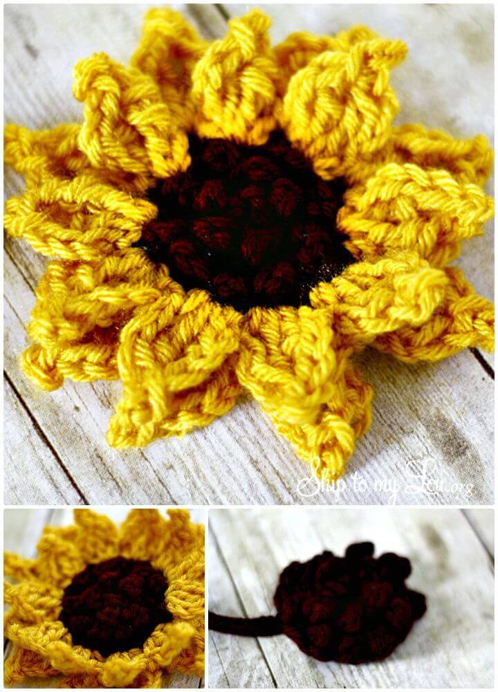 How To Easy Free Crochet Bobble Sunflower Pattern