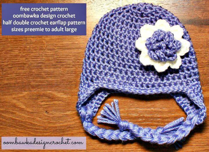 Easy How To Free Crochet Half Double Earflap Hat Pattern