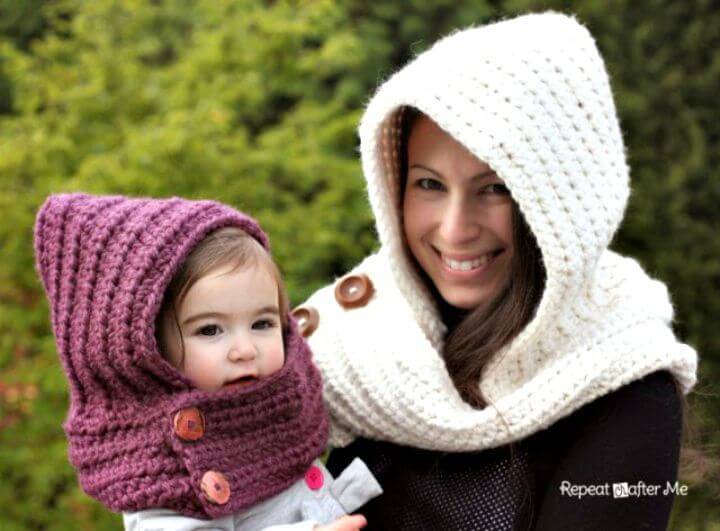 How To Easy Free Crochet Hooded Scarfie Pattern