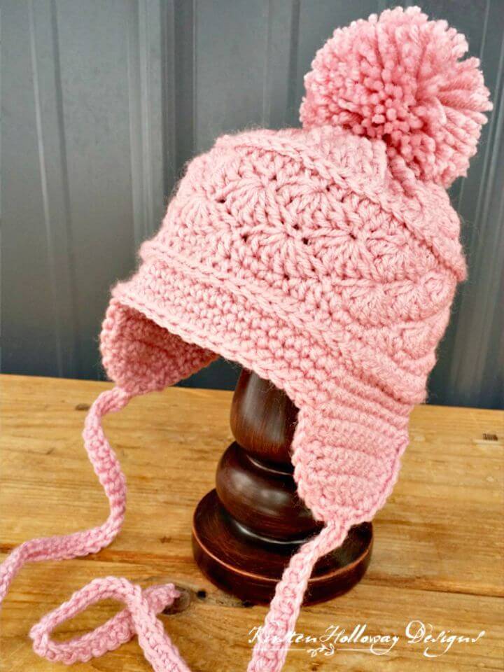 Easy Free Crochet La Vie En Rose Ear Flap Hat Pattern