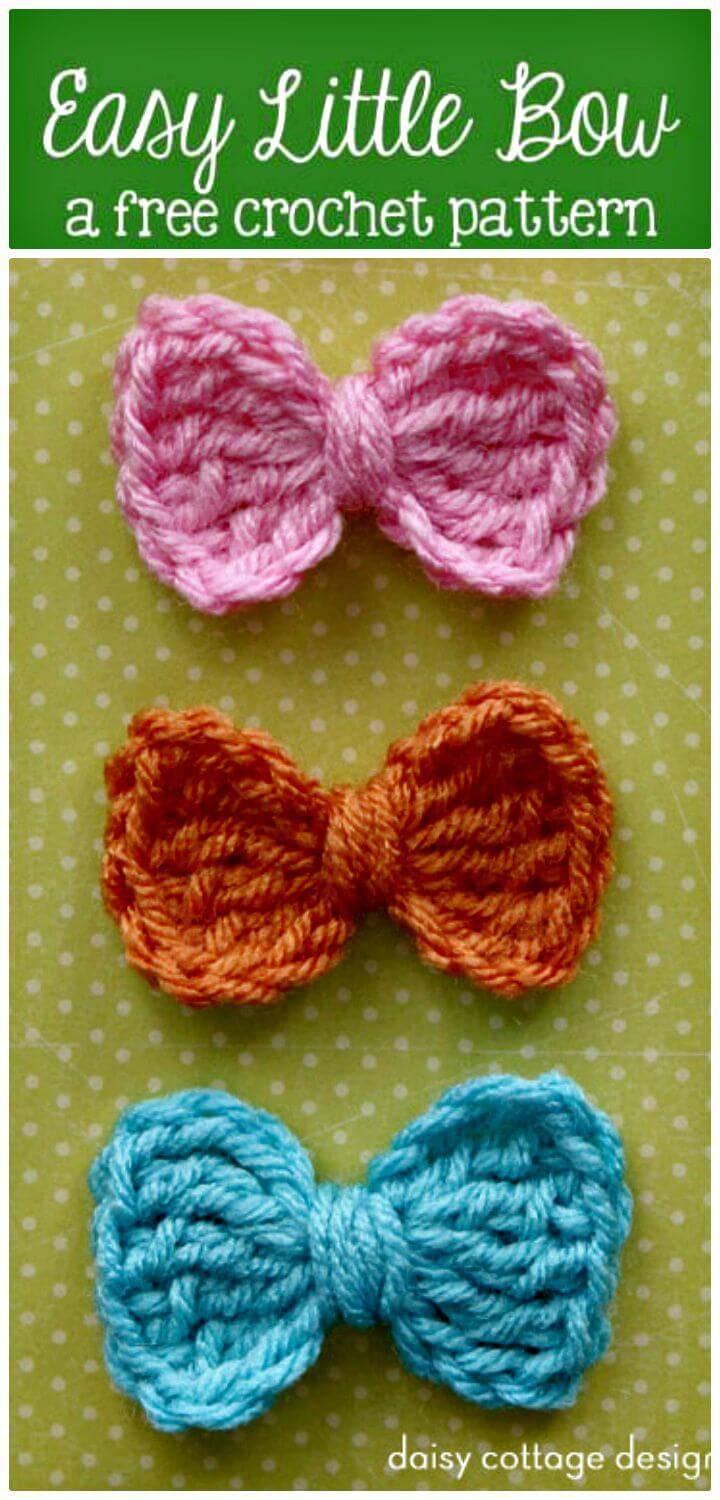 52 Free Crochet Bow Patterns Tie, Headband, Gift Bow ⋆ DIY Crafts