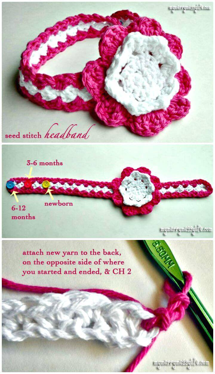 How To Free Crochet Seed Stitch Baby Headband Pattern