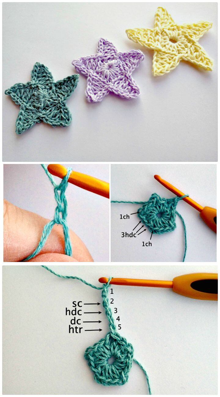 Easy Free Crocheted A Star Motif Pattern