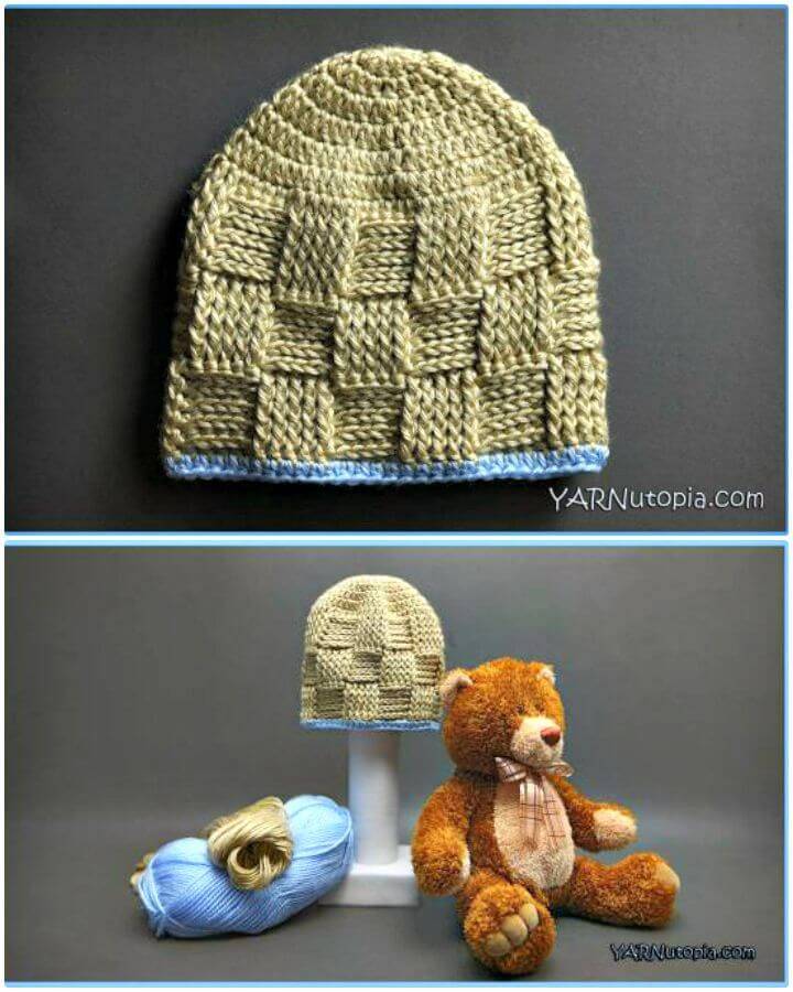 How To Free Crochet Basket Weave Baby Hat Pattern