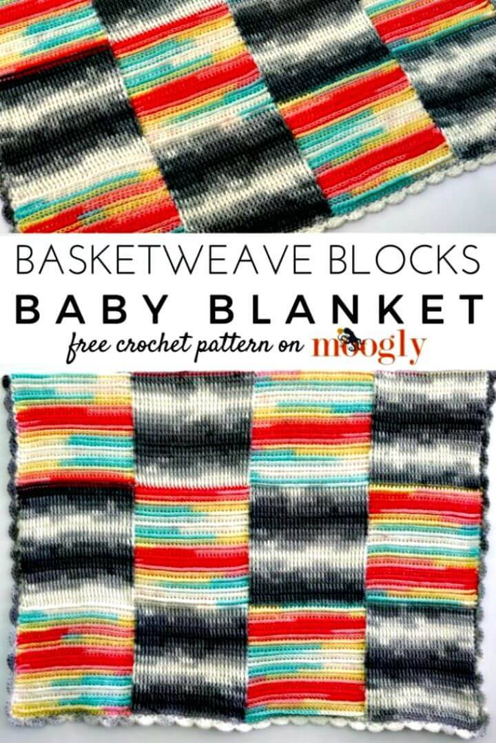 Easy Crochet Basket Weave Blocks Baby Blanket - Free Pattern