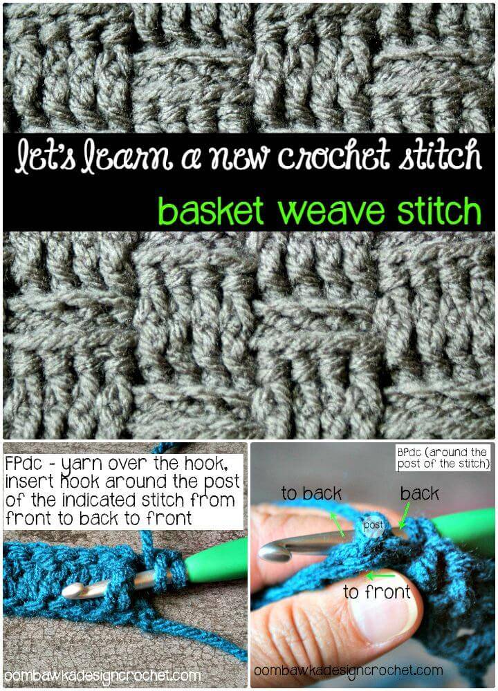 25 Free Crochet Basket Weave Stitch Patterns DIY Crafts