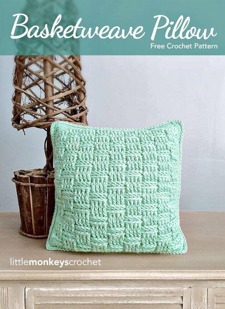 Easy Free Crochet Basket Weave Throw Pillow Pattern