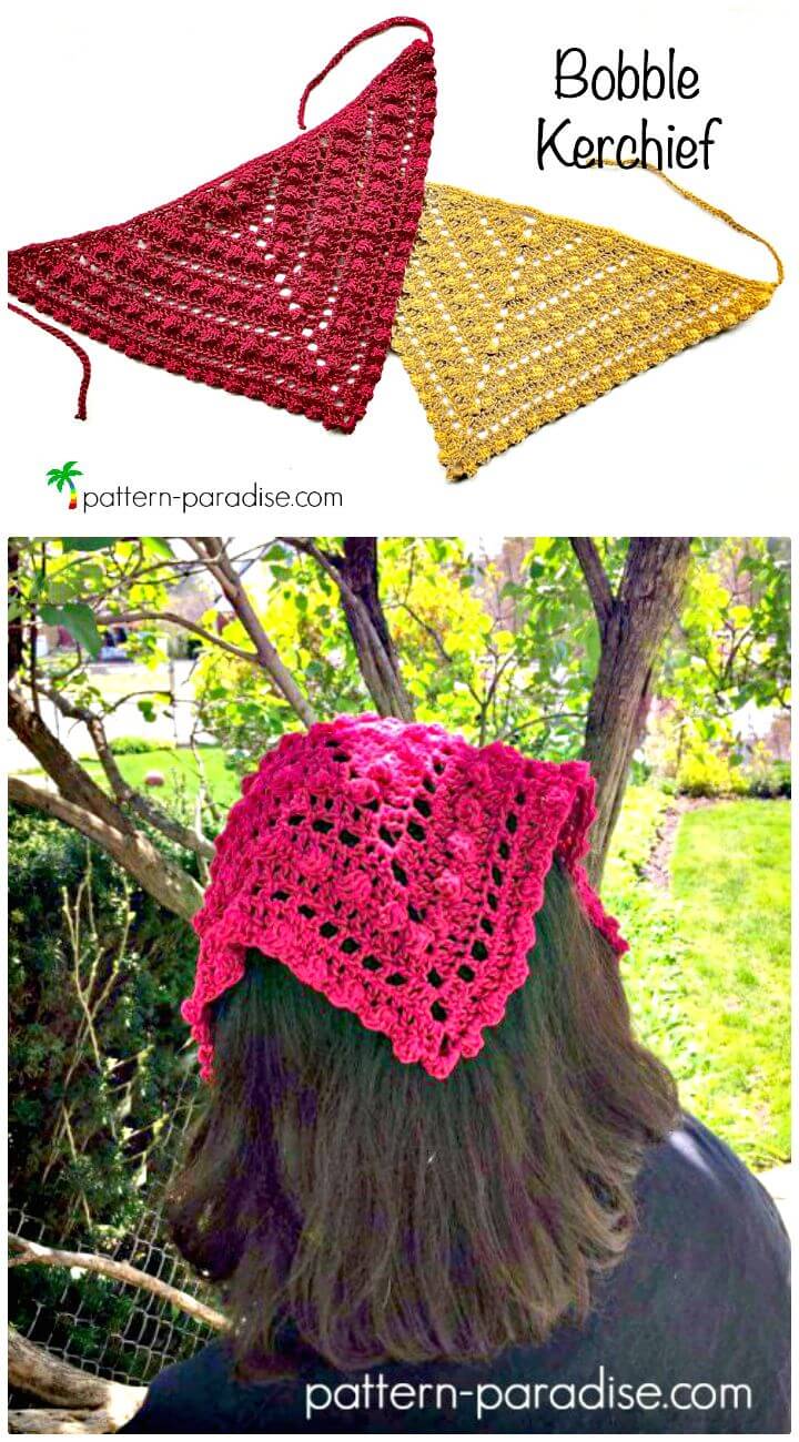 Easy Free Crochet Bobble Kerchief Pattern