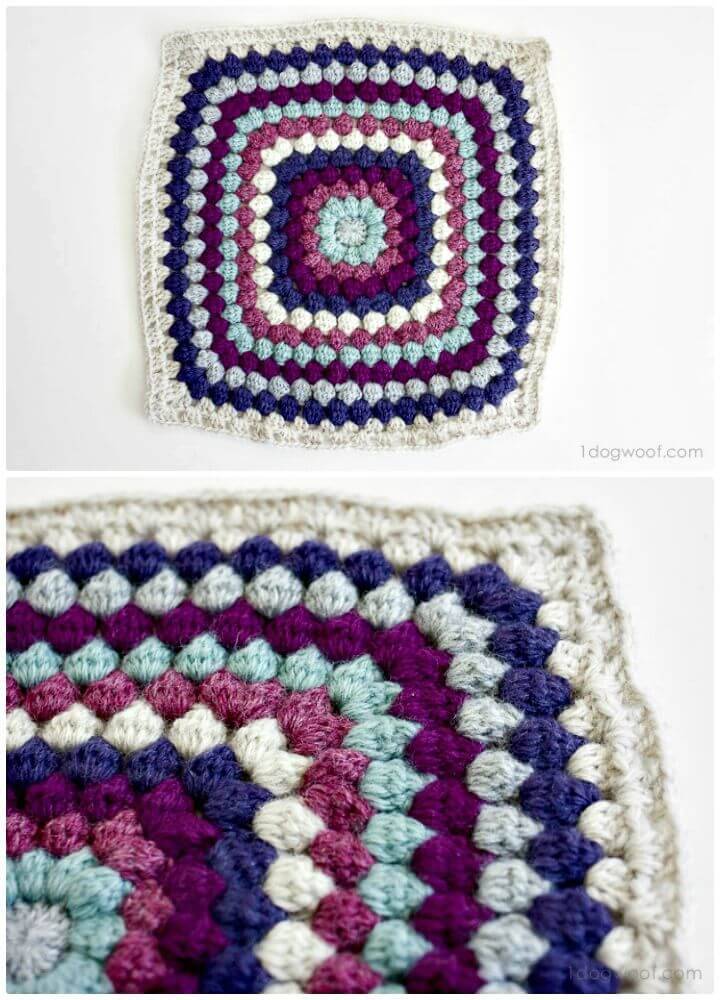How To Crochet Bobble Stitch Afghan Square - Free Pattern