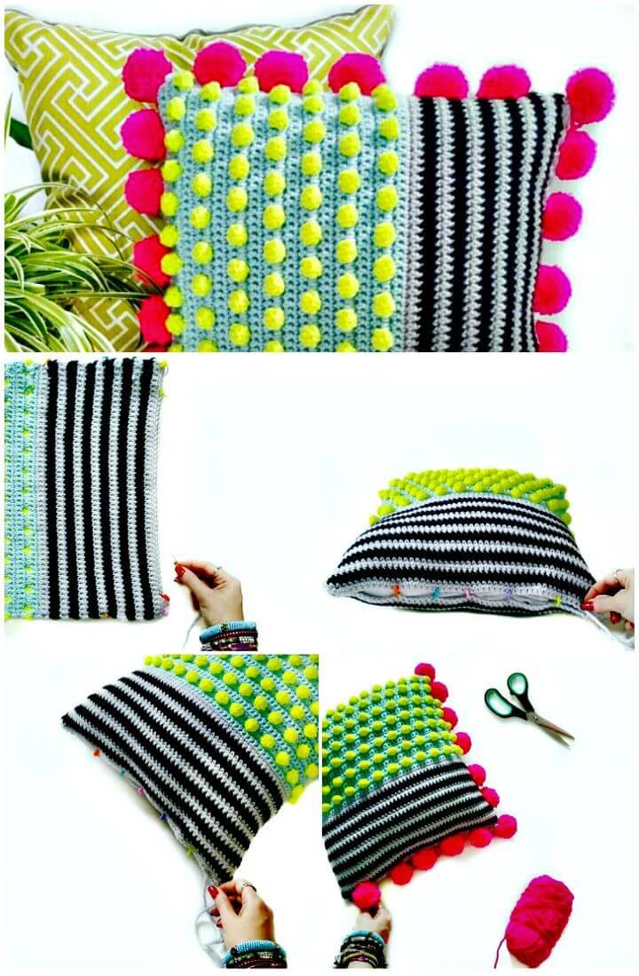 How To Crochet Bobble Stitch Cushion - Free Pattern