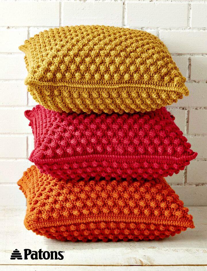 How To Free Crochet Bobble-licious Pillows Pattern