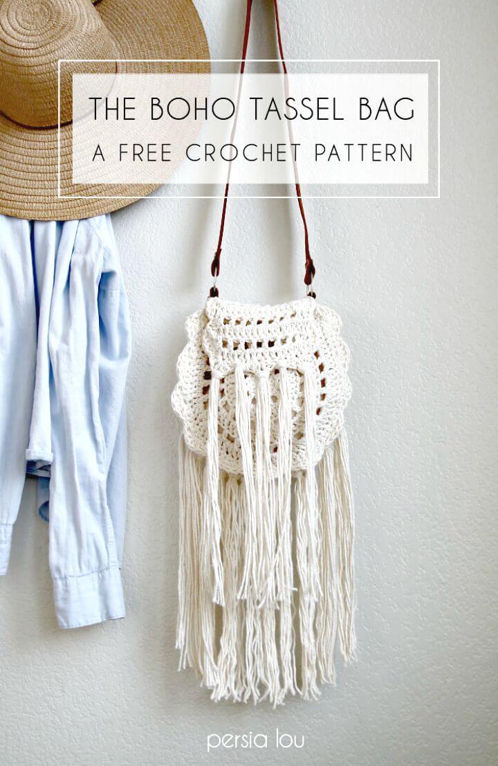 How To Free Crochet Boho Tassel Bag Pattern