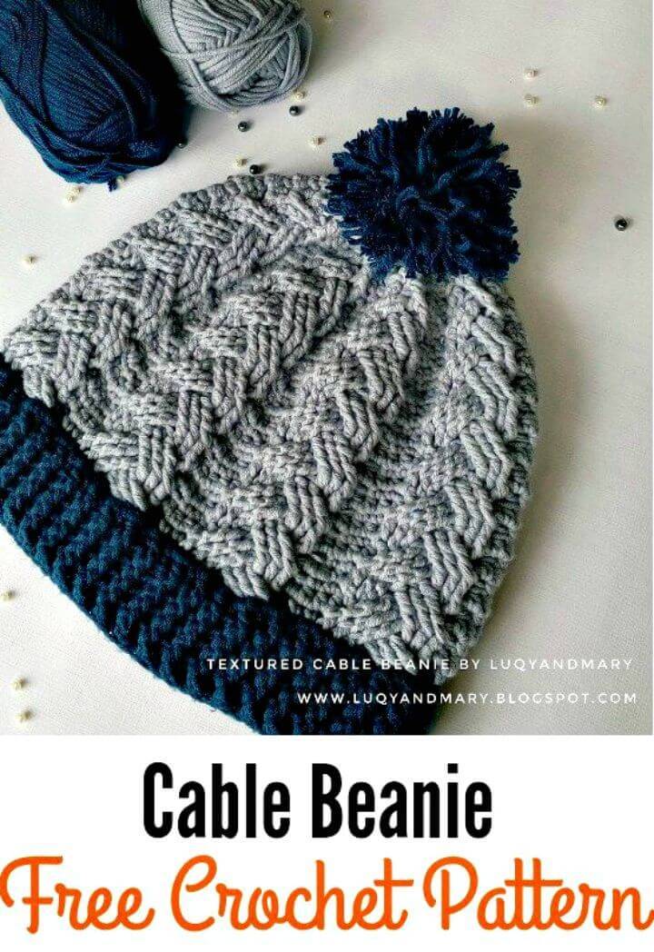 How To Easy Crochet Cable Beanie - Free Pattern