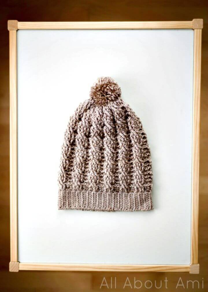 Easy Free Crochet Cabled Slouchy Beanie Pattern