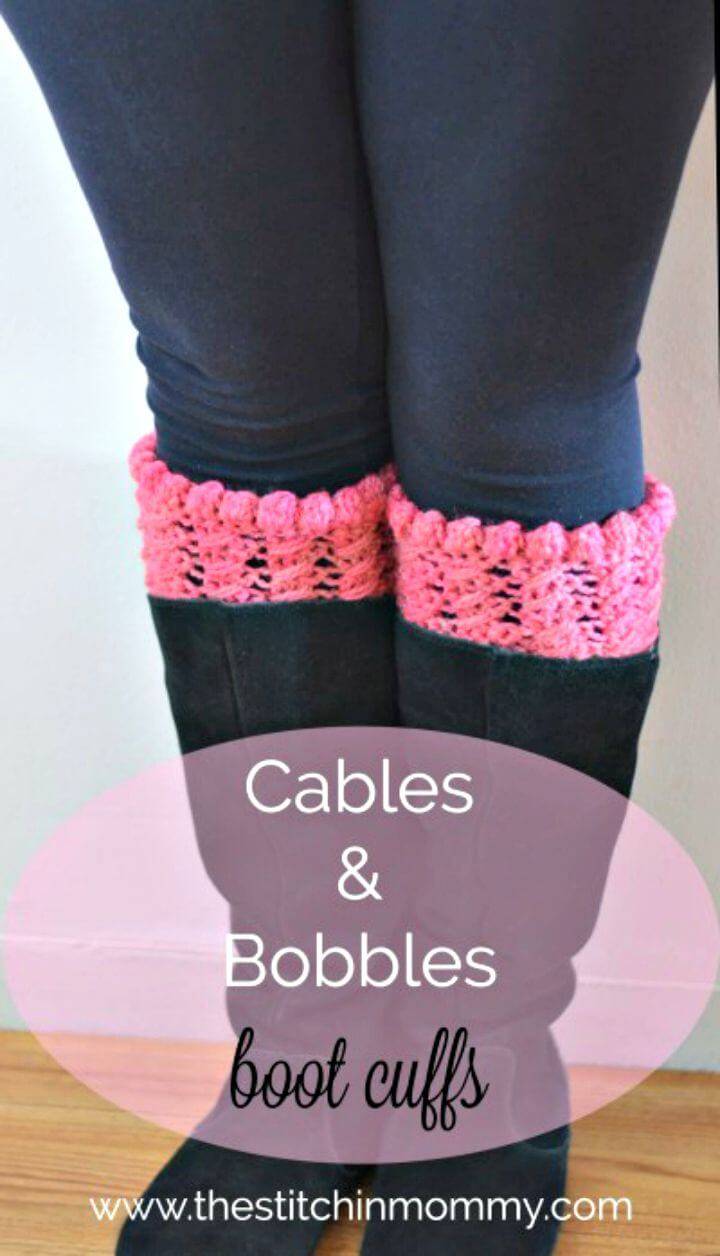 Easy Crochet Cables And Bobbles Boot Cuffs - Free Pattern