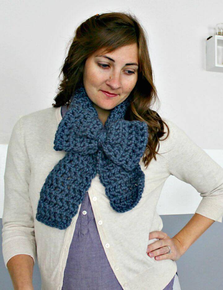 Easy Free Crochet Chunky Bow Scarf Pattern