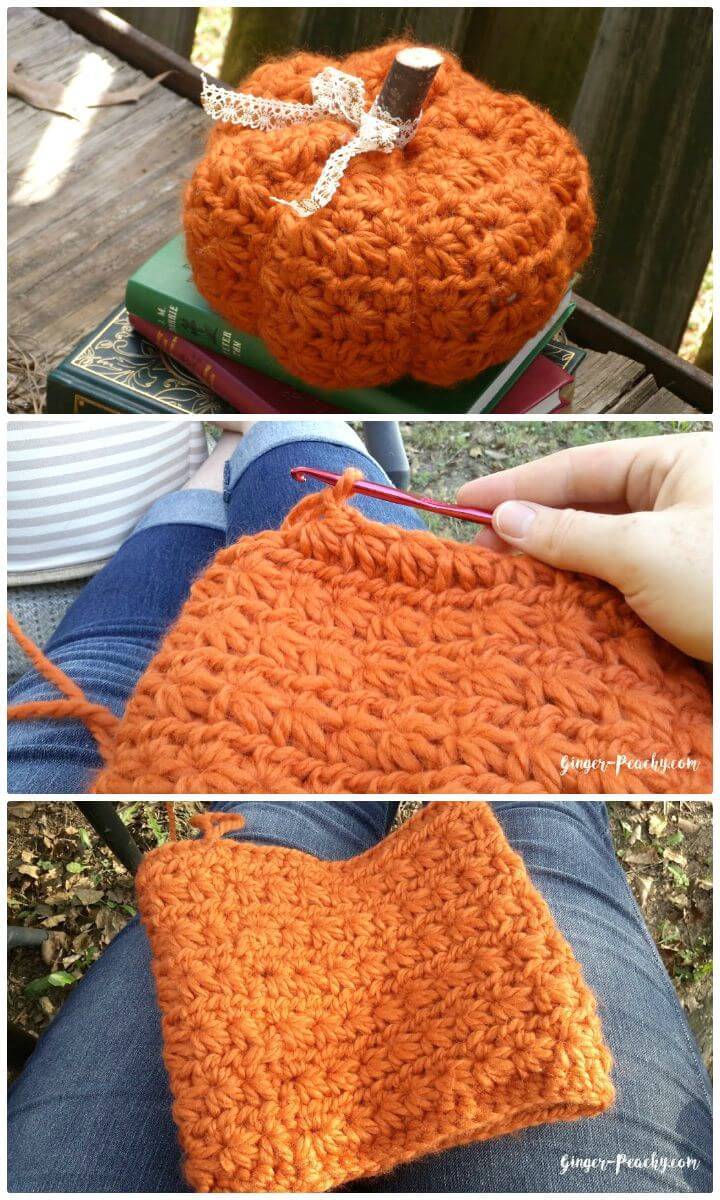 Free Crochet Chunky Star Stitch Pumpkin Pattern