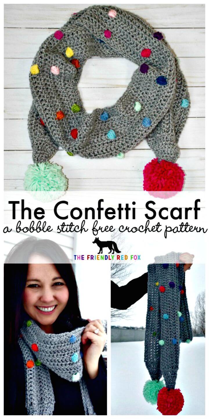 Free Crochet Confetti Scarf With Bobble Stitch Pattern