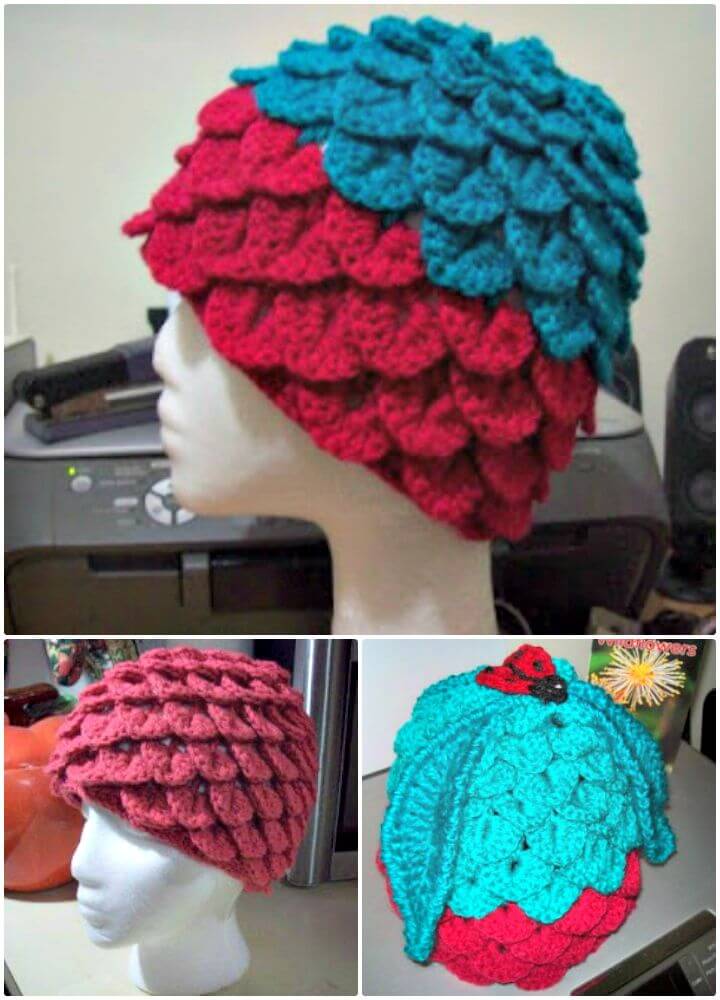 Easy Crochet Crocodile Stitch Adult Hat - Free Pattern