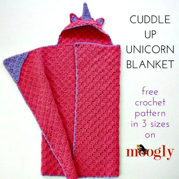 How To Free Crochet Cuddle Up Unicorn Hooded Blanket Pattern