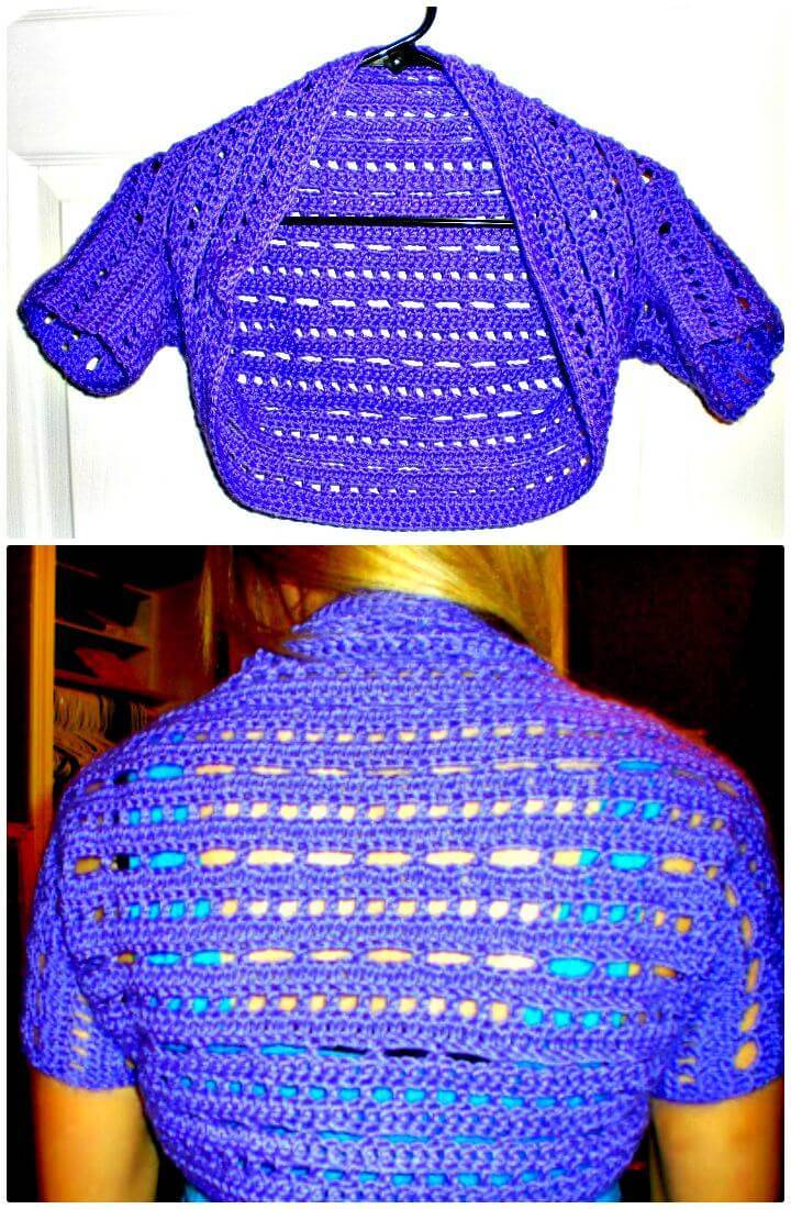 Easy Free Crochet Dots And Dashes Shrug Pattern