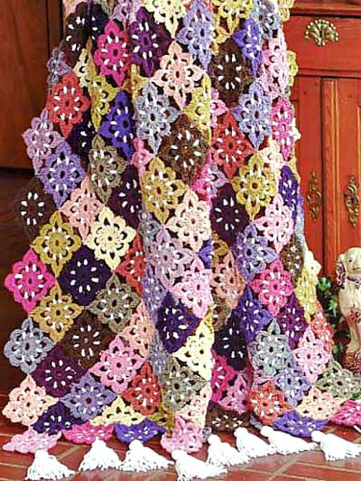 How To Easy Free Crochet Floral Fiesta Afghan Pattern