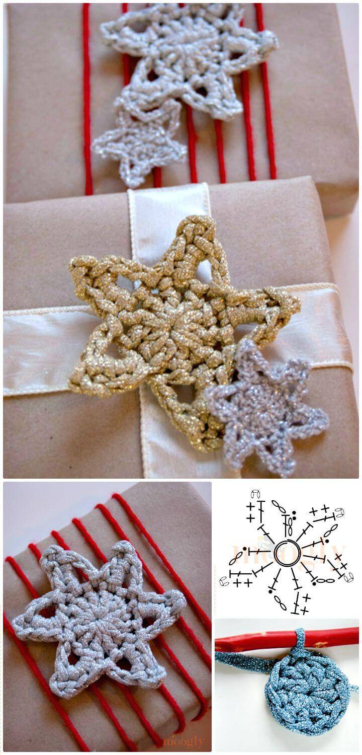 Quick Free Crochet Glittery Stars In 2 Rounds Pattern