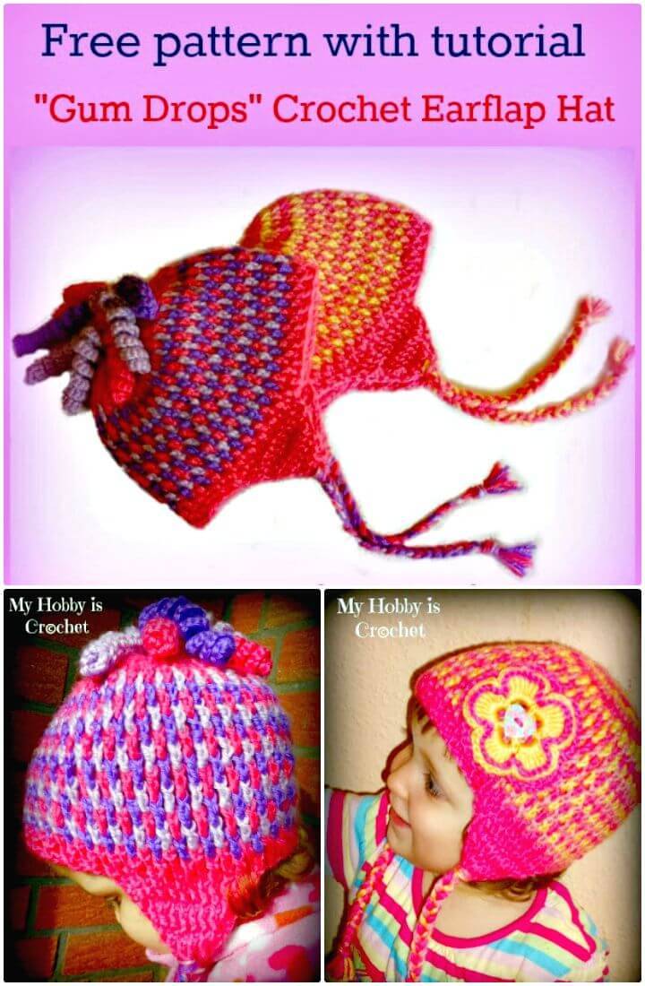 Easy Free Crochet Gumdrops Earflap Hat Pattern