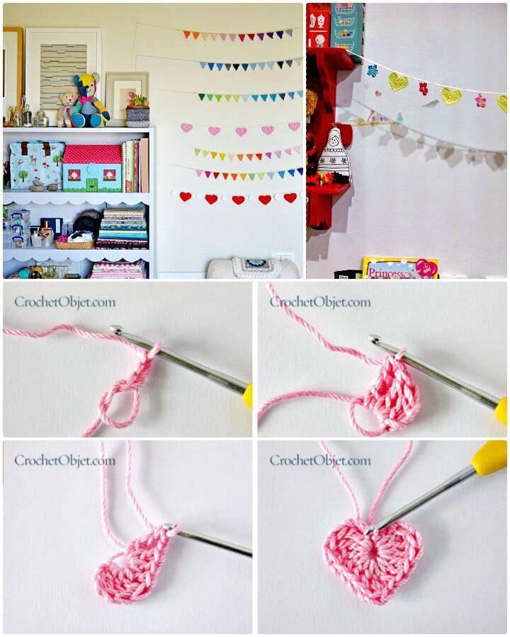 Free Crochet Hearts & Flowers Garland Pattern