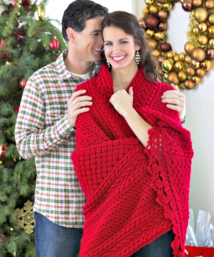 Easy Free Crochet Holiday Cables Throw Pattern