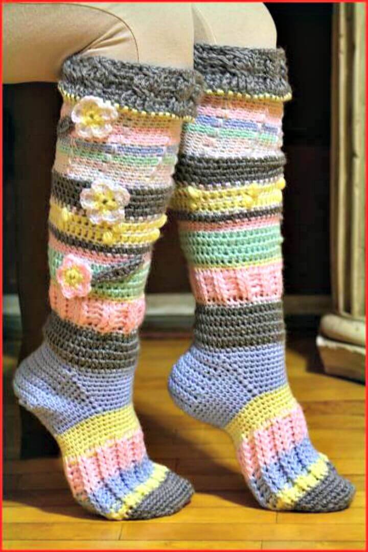 How To Free Crochet Knee High Socks Pattern