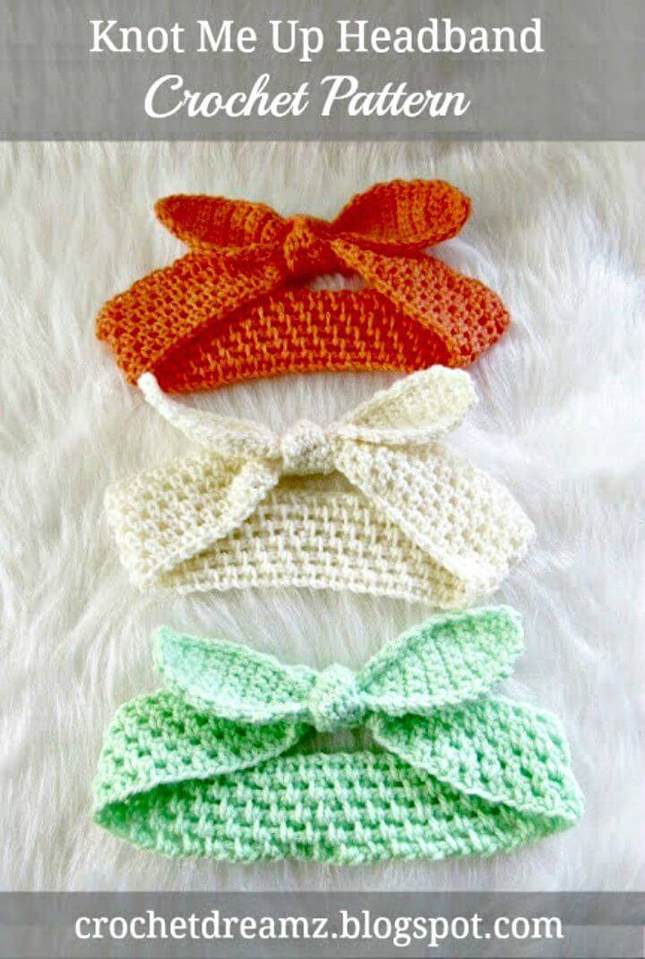 Easy Free Crochet Knot Me Up Baby Headband Pattern