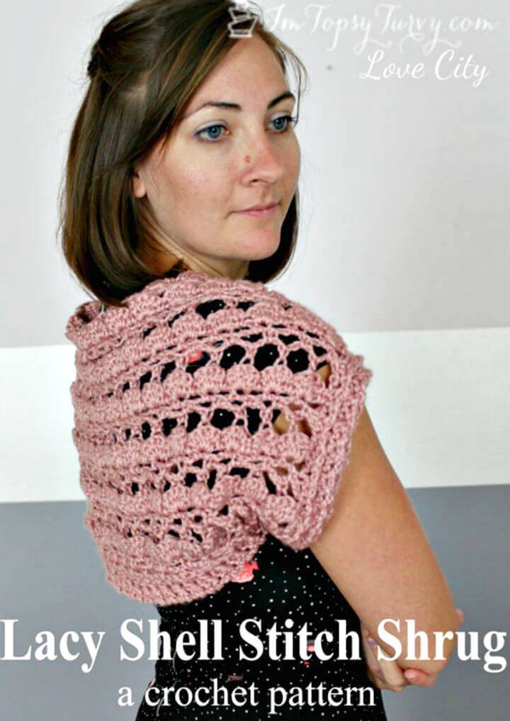 Easy Free Crochet Lacy Shell Stitch Shrug Pattern