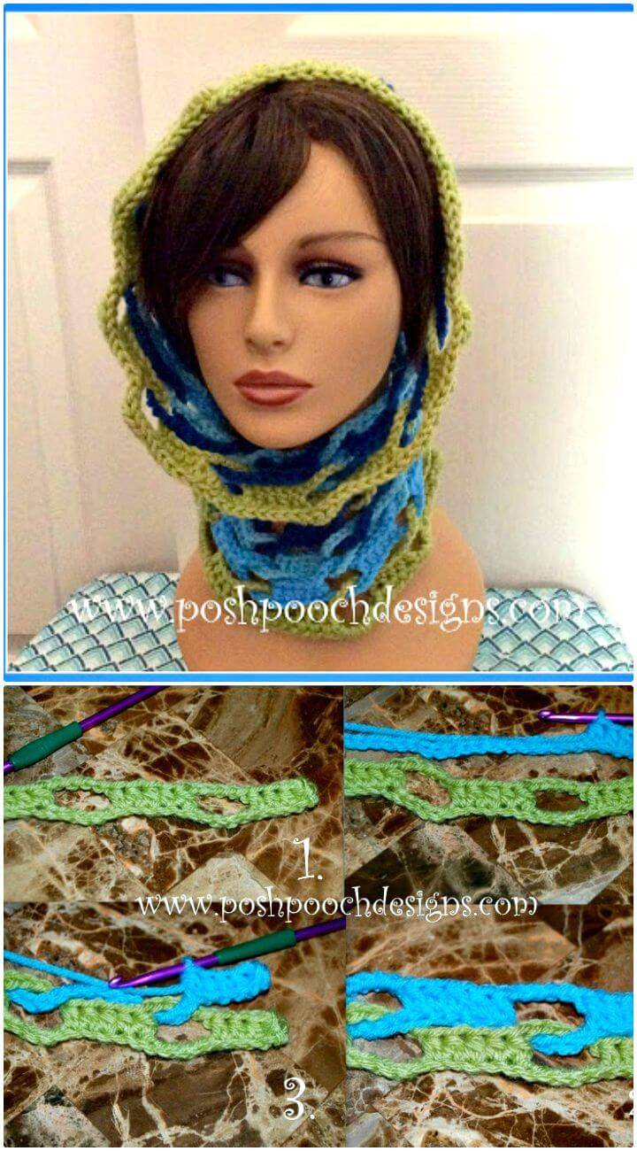 How To Free Crochet Linked-Up Cowl Pattern