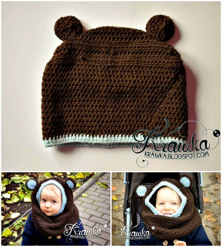 Free Crochet Little Bear Hooded Cowl Pattern