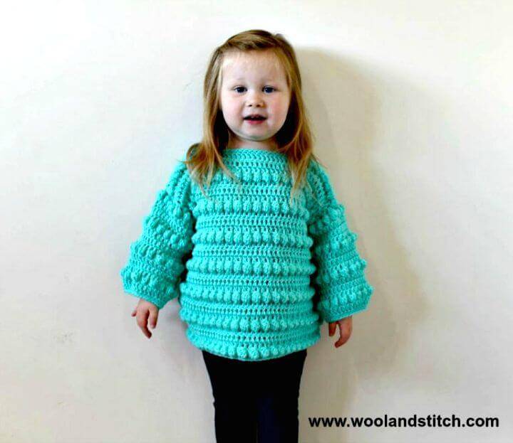 How To Free Crochet Mini Kids Bobble Sweater Pattern