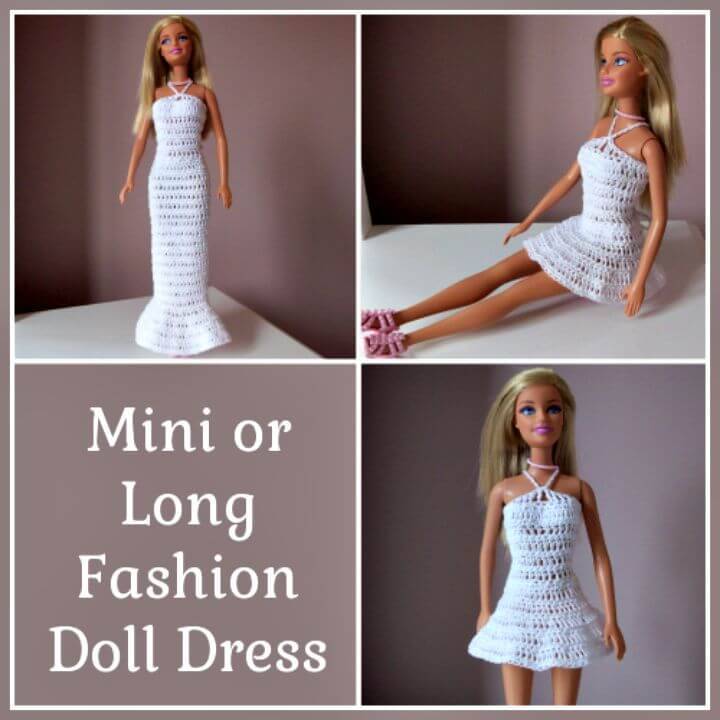 Easy Free Crochet Mini Or Long Crochet Fashion Doll Dress Pattern