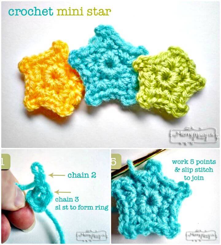 Easy Free Crochet Mini Star Applique Pattern
