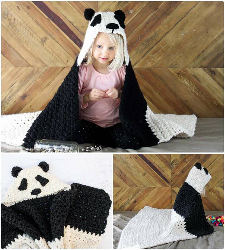 How To Free Crochet Panda Bear Hug Hooded Blanket Pattern