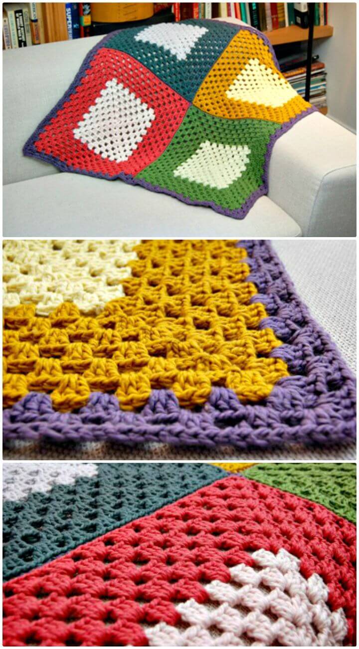 How To Free Crochet Quadrant Blanket Afghan Pattern