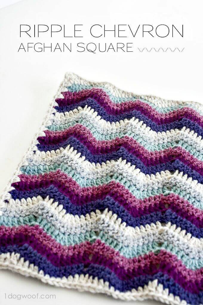 Crochet Ripple Chevron Afghan Square - Free Pattern